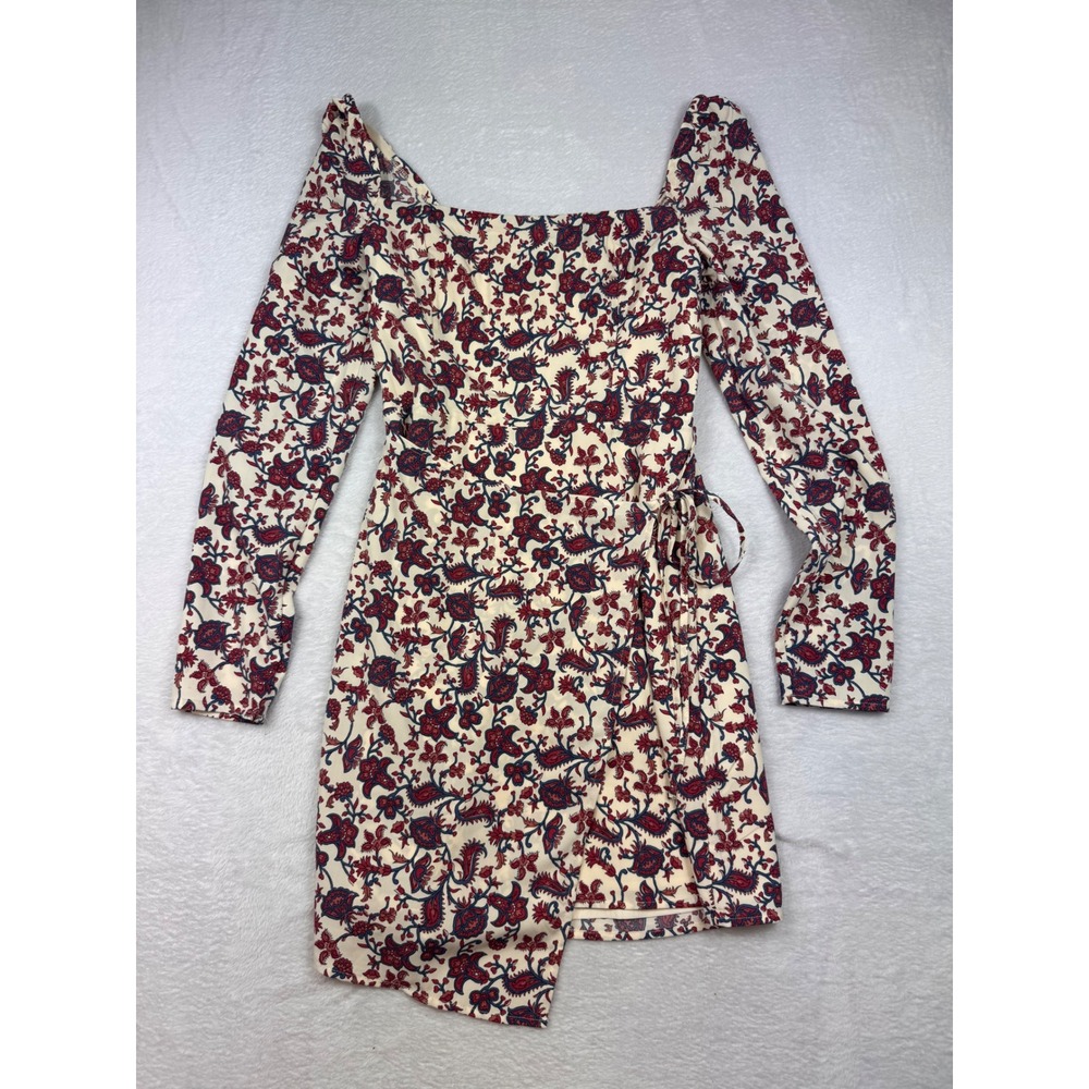 Abercrombie & Fitch Womens Paisley Floral Mini Dress Long Sleeve Square Neck‎ ST